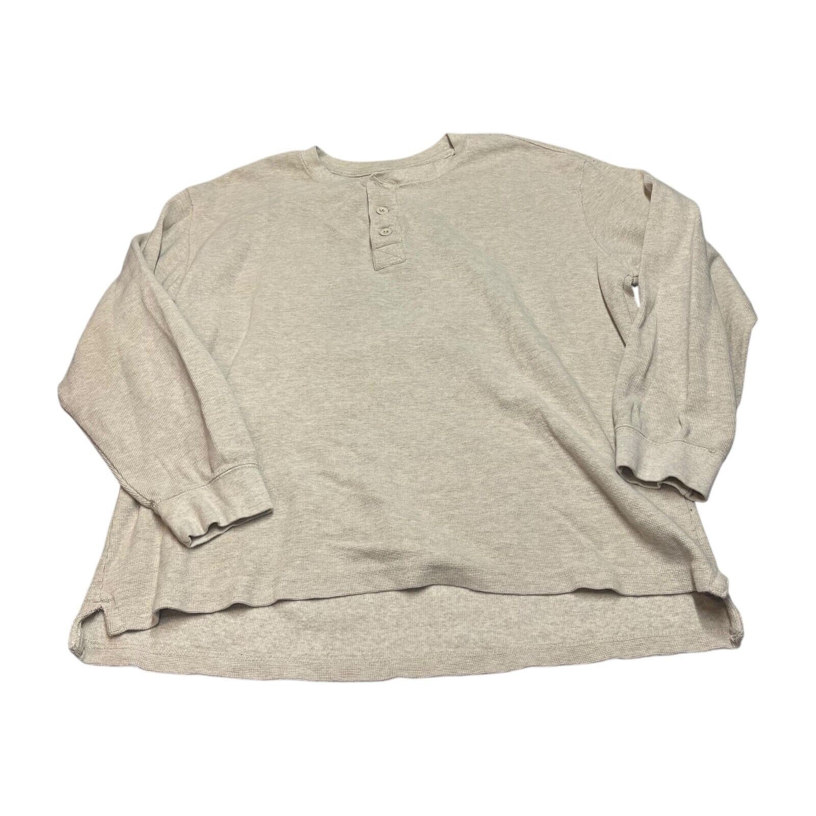 Craftsman Shirt Men's 2XL Beige Stretch Henley Neck Long Sleeve High Low Hem gallery