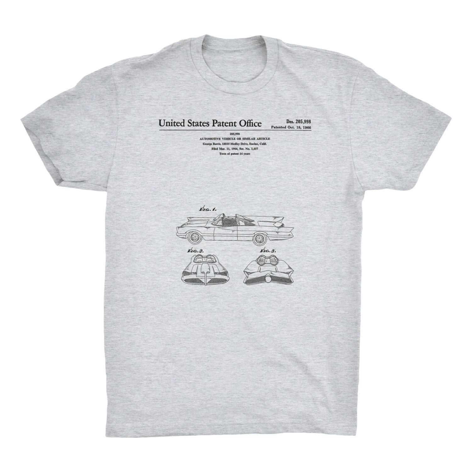 Batmobile Patent T-Shirt. Batman Tee Comfy on Black White or Gray. Premium. NEW gallery