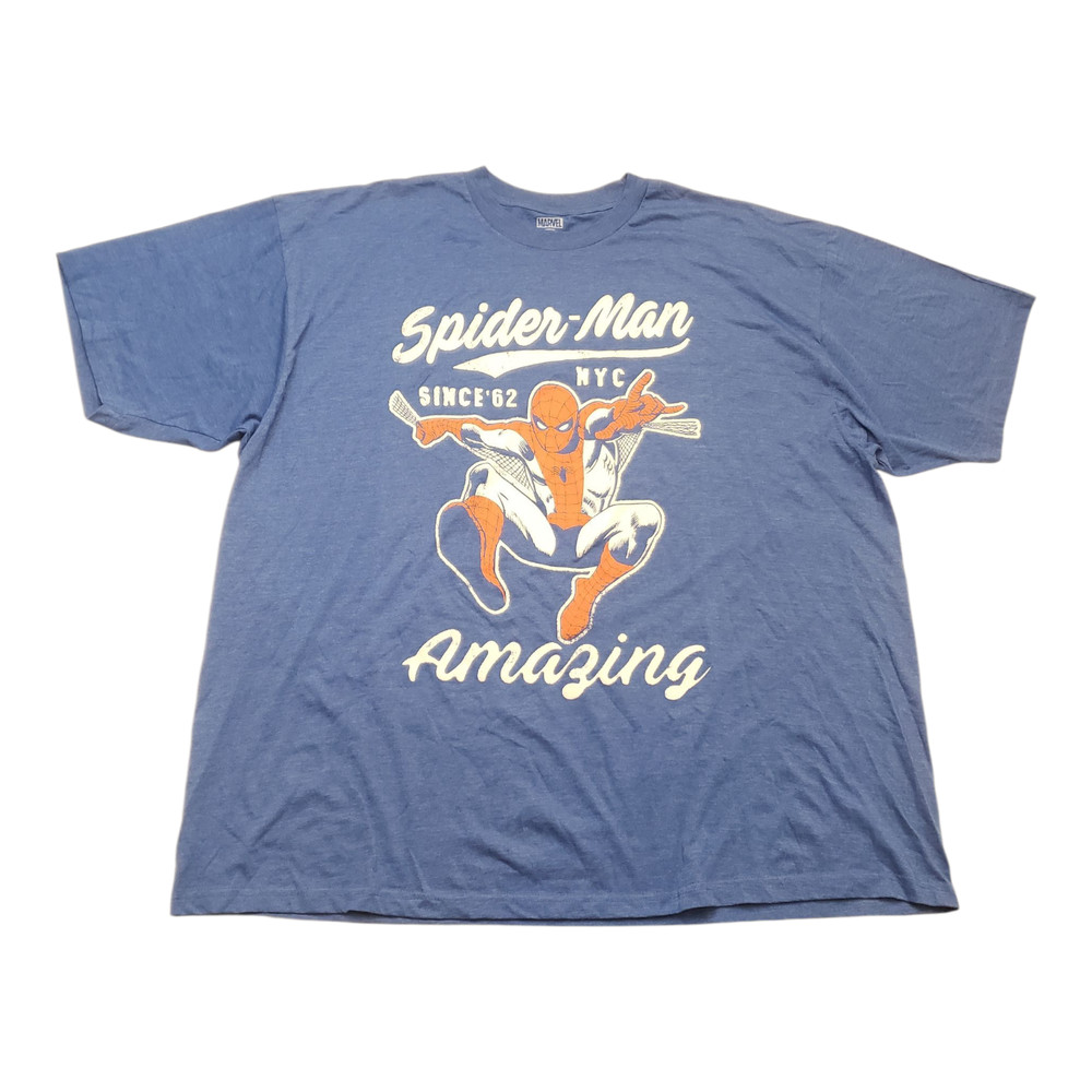 Marvel Amazing Spider-Man NYC Men’s Graphic Screen Printed T-Shirt Blue Size 5X