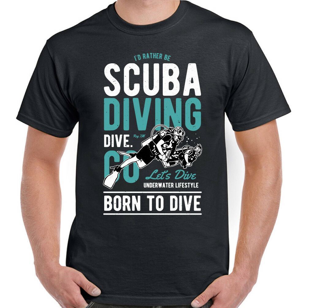 SCUBA DIVING T-SHIRT Mens Funny Diver Dive Equipment Flippers Mask Regulator Sea gallery
