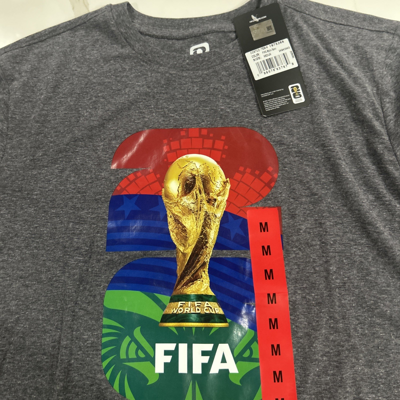 FIFA World Cup Men’s M Gray Graphic Print Logo Crew Neck Short Sleeve T-Shirt gallery