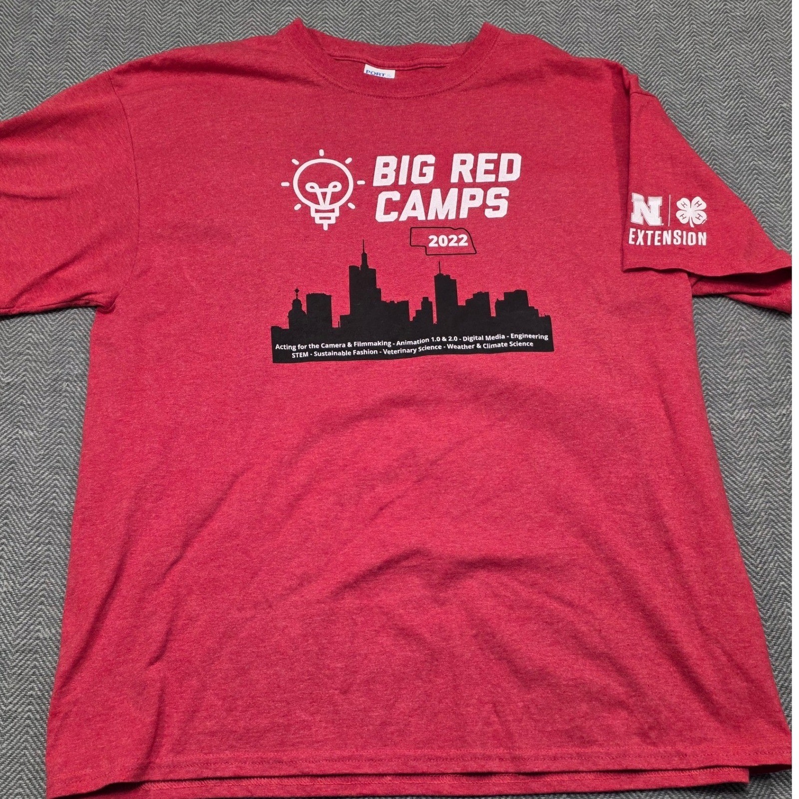 Port & Company Big Red Camp 2022 Nebraska 4-H T-Shirt XL Heather Red Graphic Tee