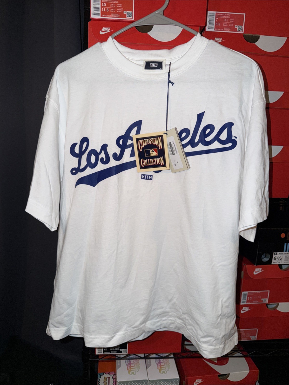 FW25 Kith x Los Angeles Dodgers Logo Boxy Vintage Tee Mens Medium