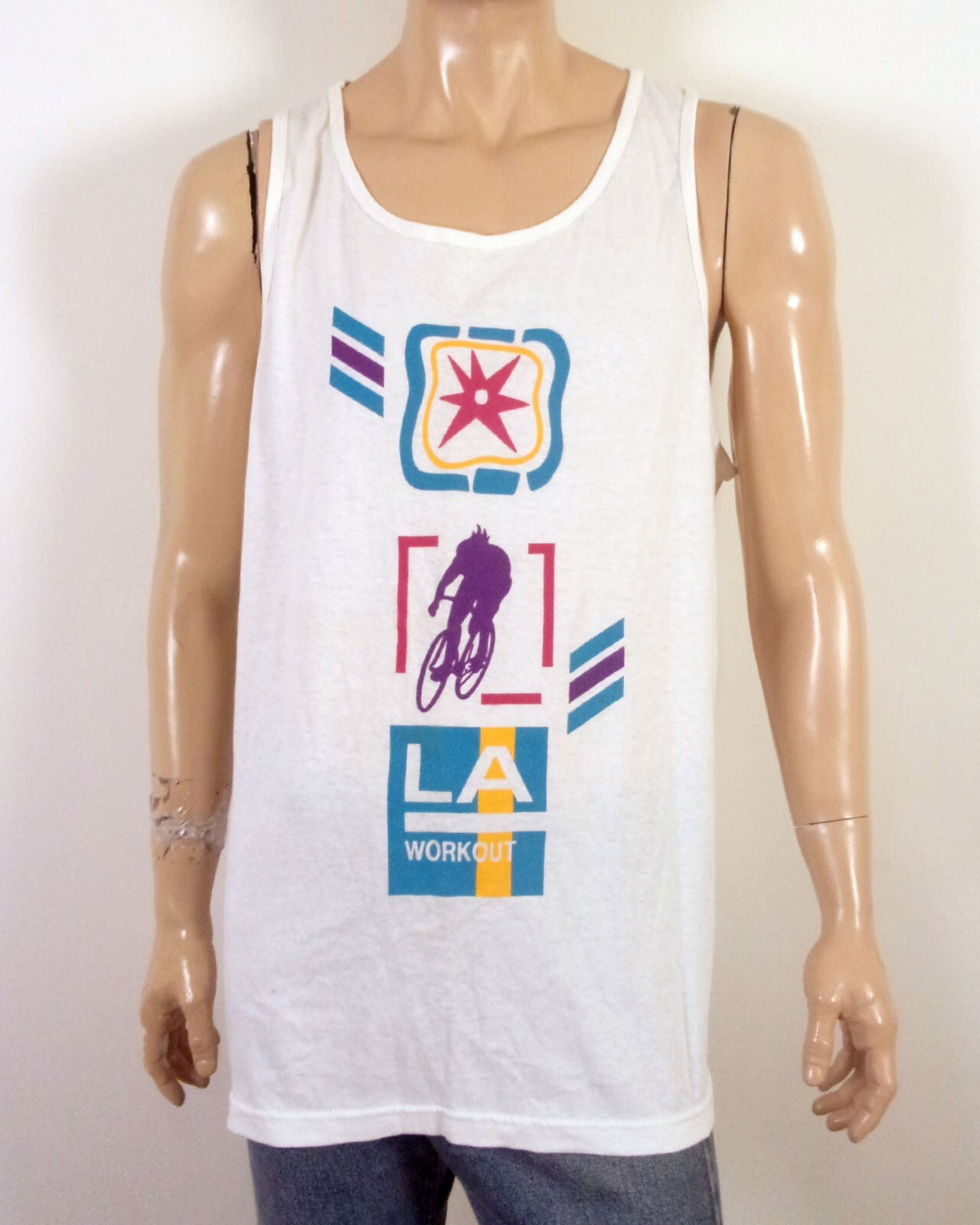 vintage 80s 90s LA Workout Tank Top T-Shirt Cycling One Size Fits All OSFA gallery