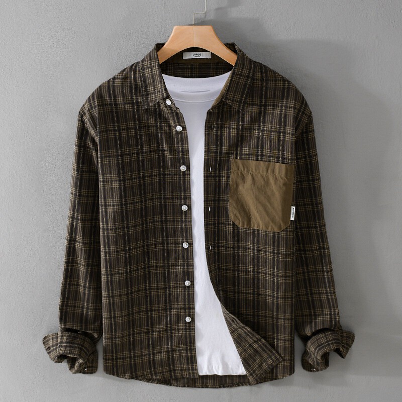 New Men's Long Sleeved Shirt Casual Loose Color Blocked Shirt Sports Party Tops gallery