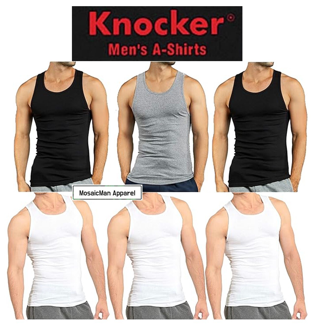 3 pieces Knocker Men's Wife Beater Ribbed Undershirt A-Shirts Tank Top S-3XL gallery