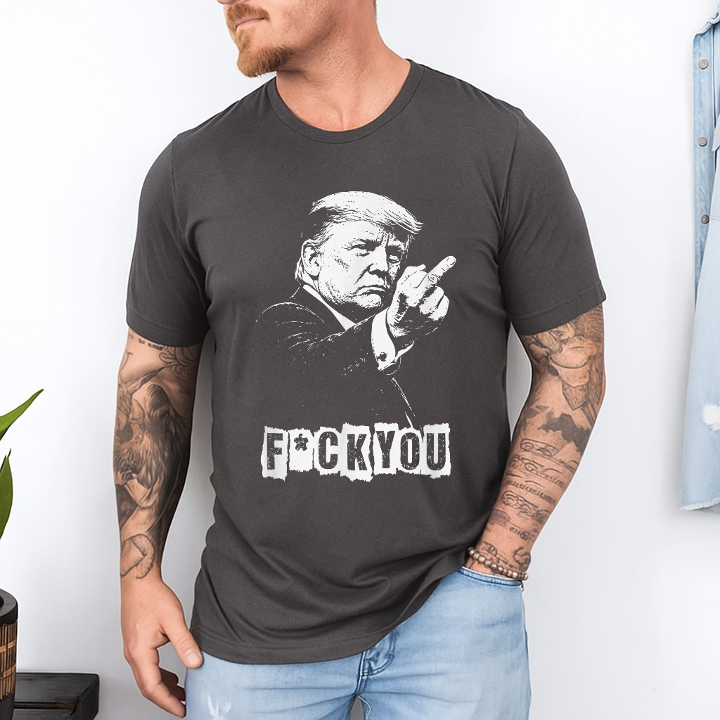 Trump Middle Finger 2026 Meme Funny Trump Flipping The Birds Unisex T-Shirt gallery