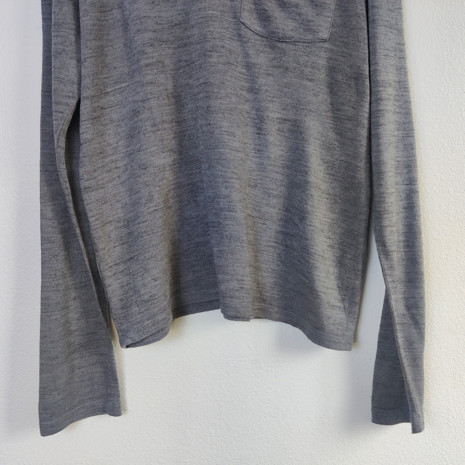 Cadet Military Inspired Wool Blend Long Sleeve T Shirt Small Gray Base layer gallery
