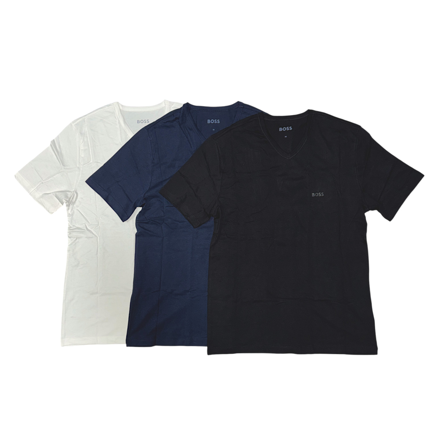 BOSS V-Neck Mens T-Shirts 3 Pack Multicoloured Short Sleeve With Logo gallery
