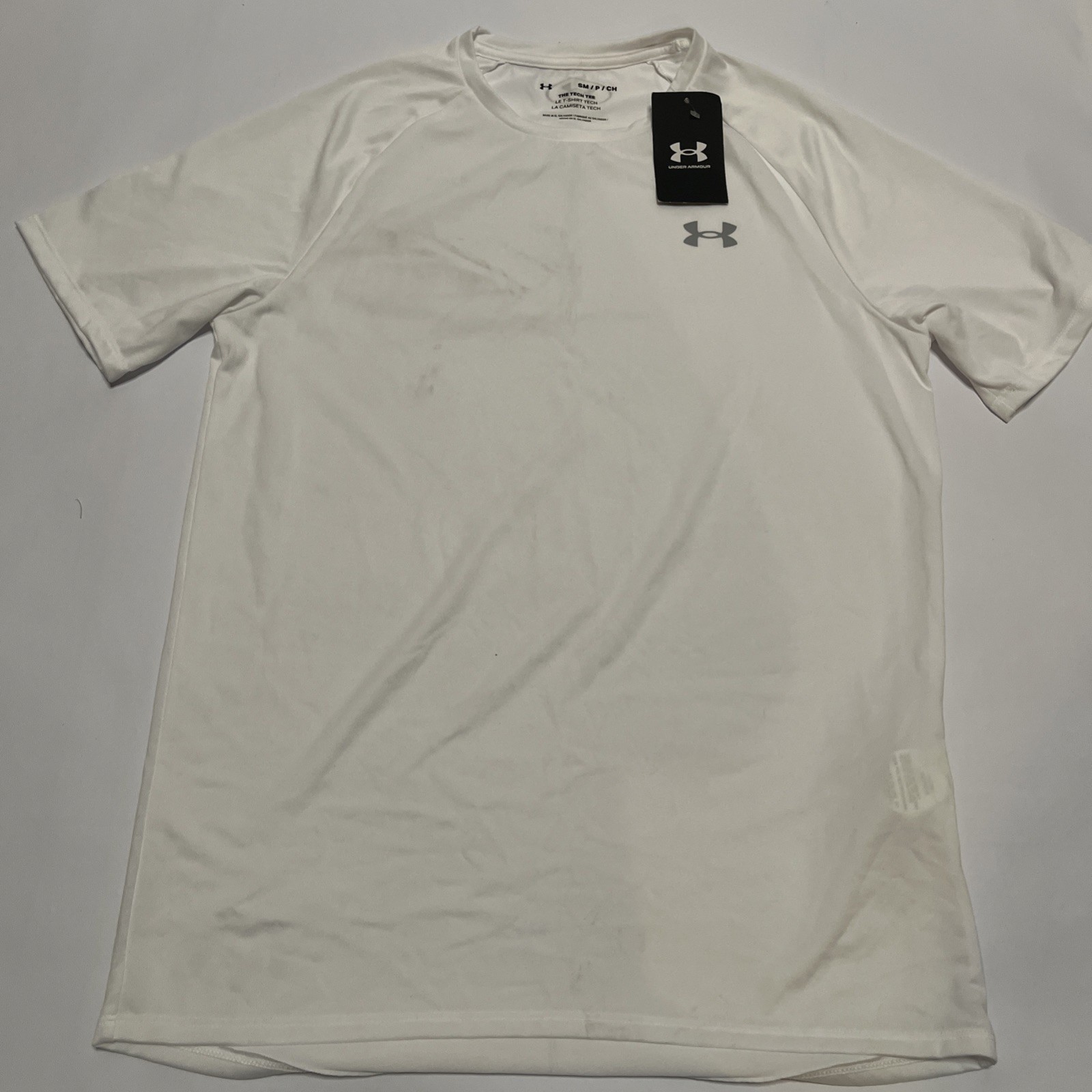 NWT Under Armour The Tech Tee Short Sleeve Shirt Men's Size Small White Top gallery