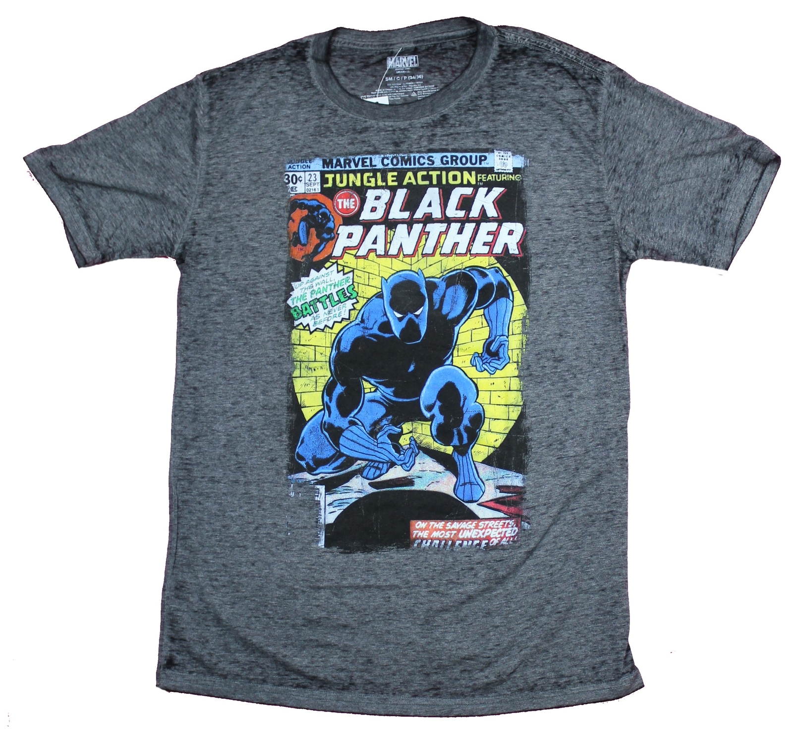 Black Panther Mens T-Shirt – Jungle Action 23 Cover Retro Image