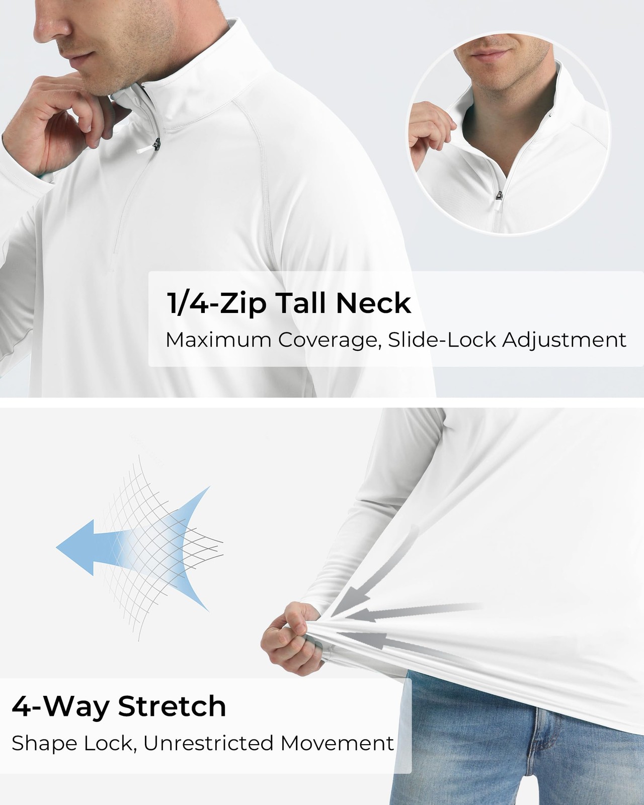SPF Shirts for Men UPF 50 Shirts Long Sleeve Mens Quarter Zip Pullover Golf L... gallery