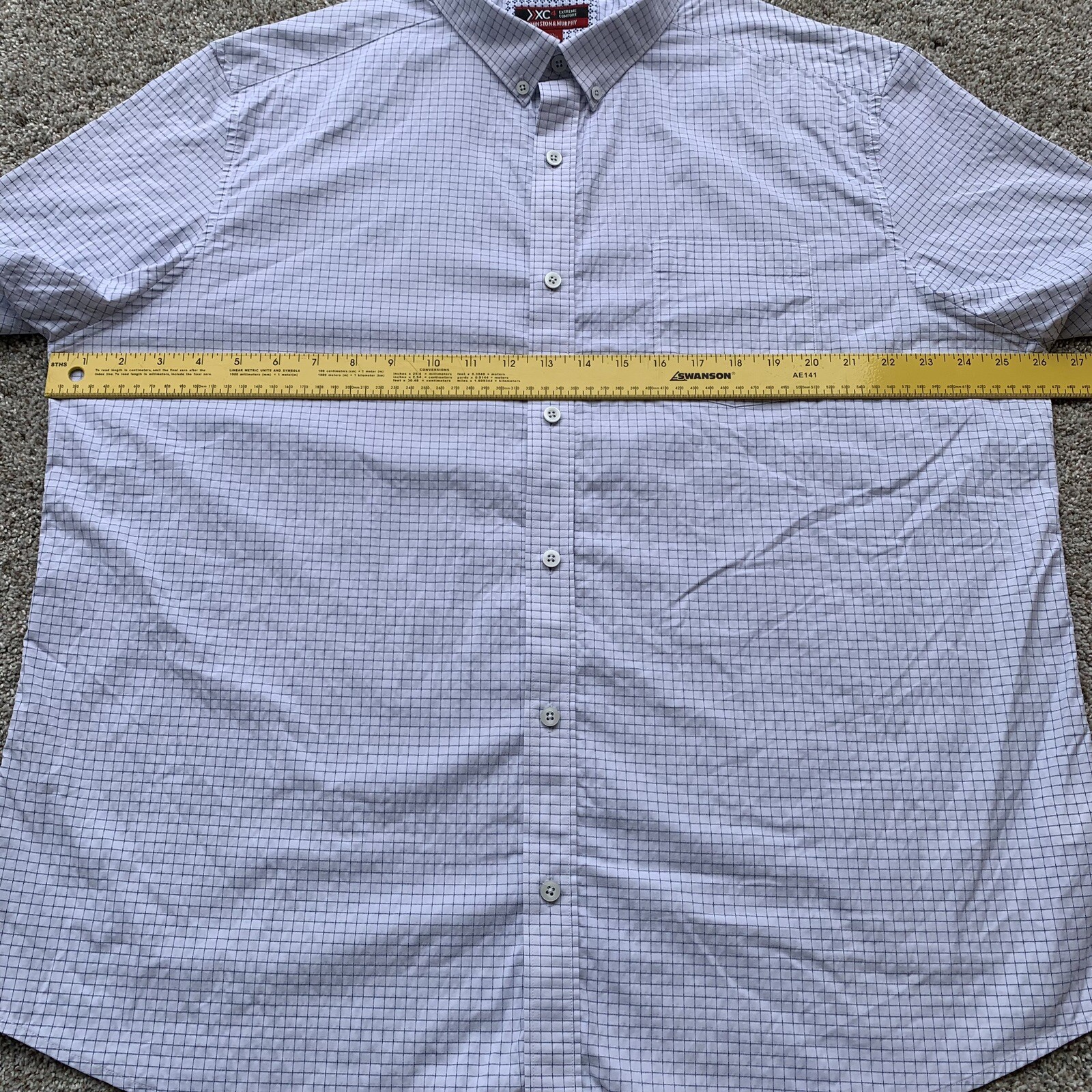 Johnston & Murphy Men's XC4 Performance Short-Sleeve Button Shirt Blue Check XXL gallery