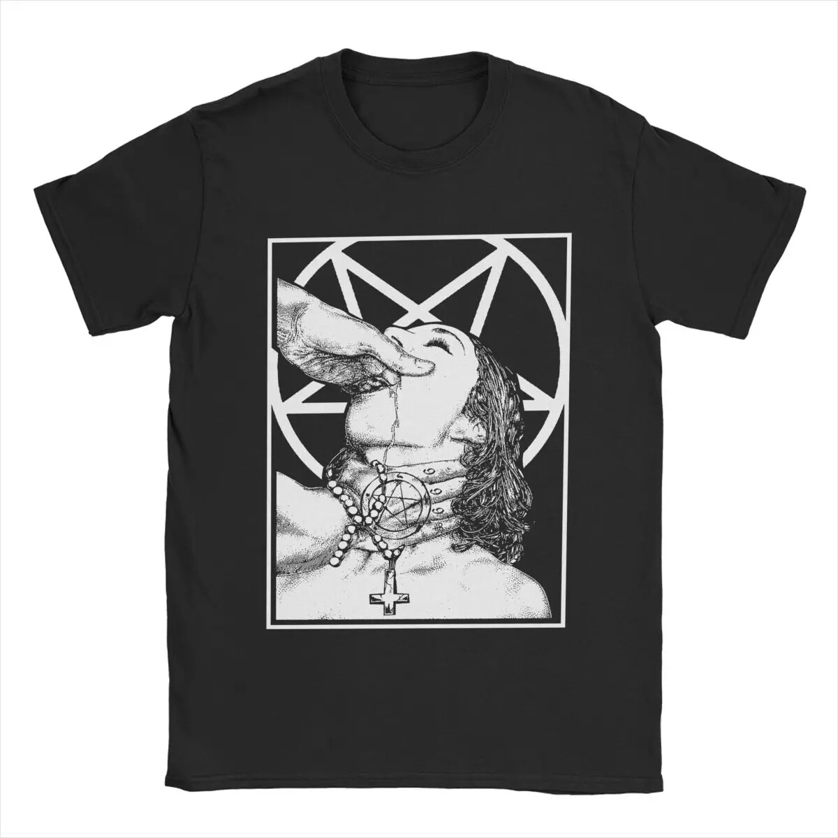 Satanic Nun Satan T Shirt for Men Cotton Cool T-Shirt O Neck Tee Shirt Short gallery