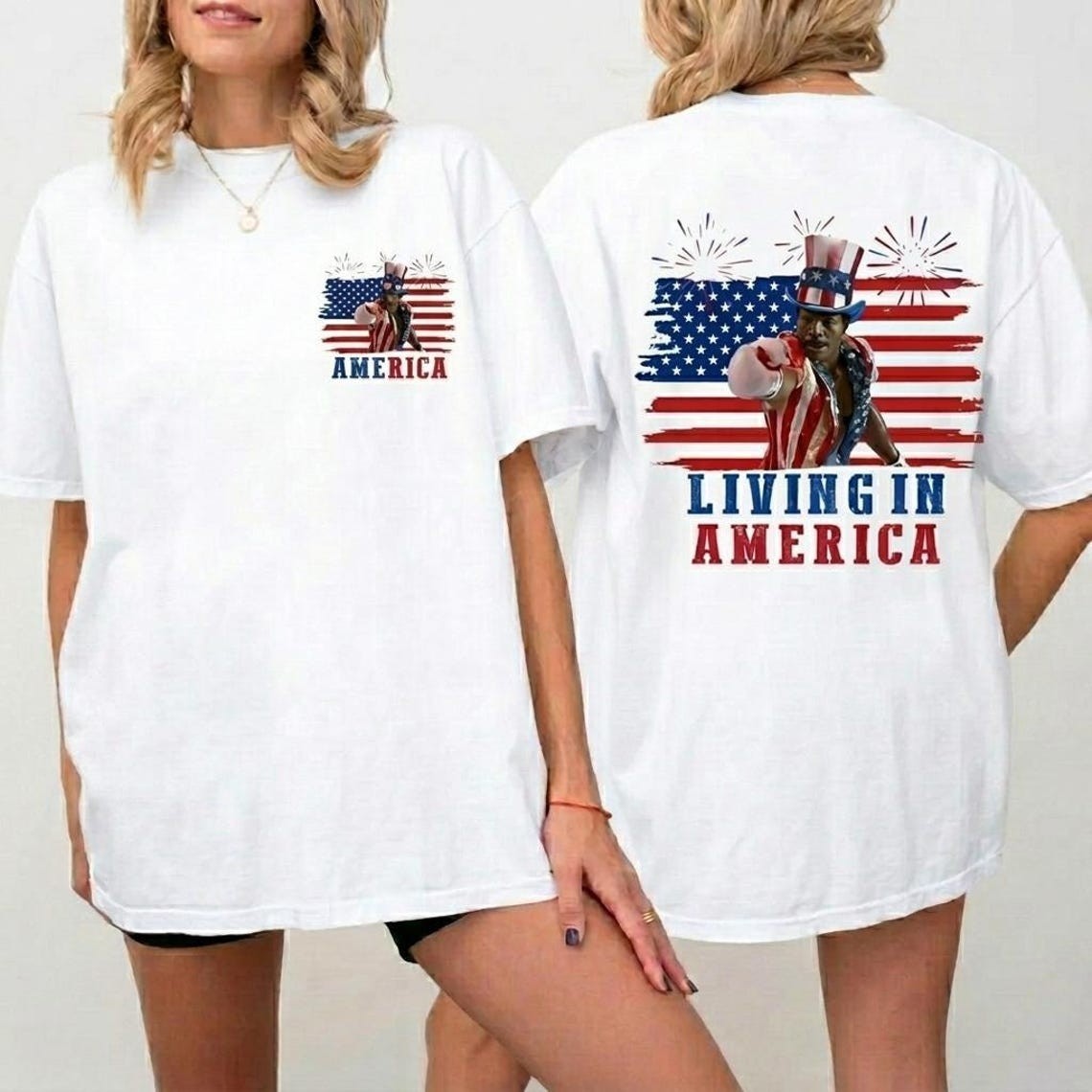 Apollo Creed Living In America T-Shirt, Retro USA Shirt, 4th Of July Tee gallery