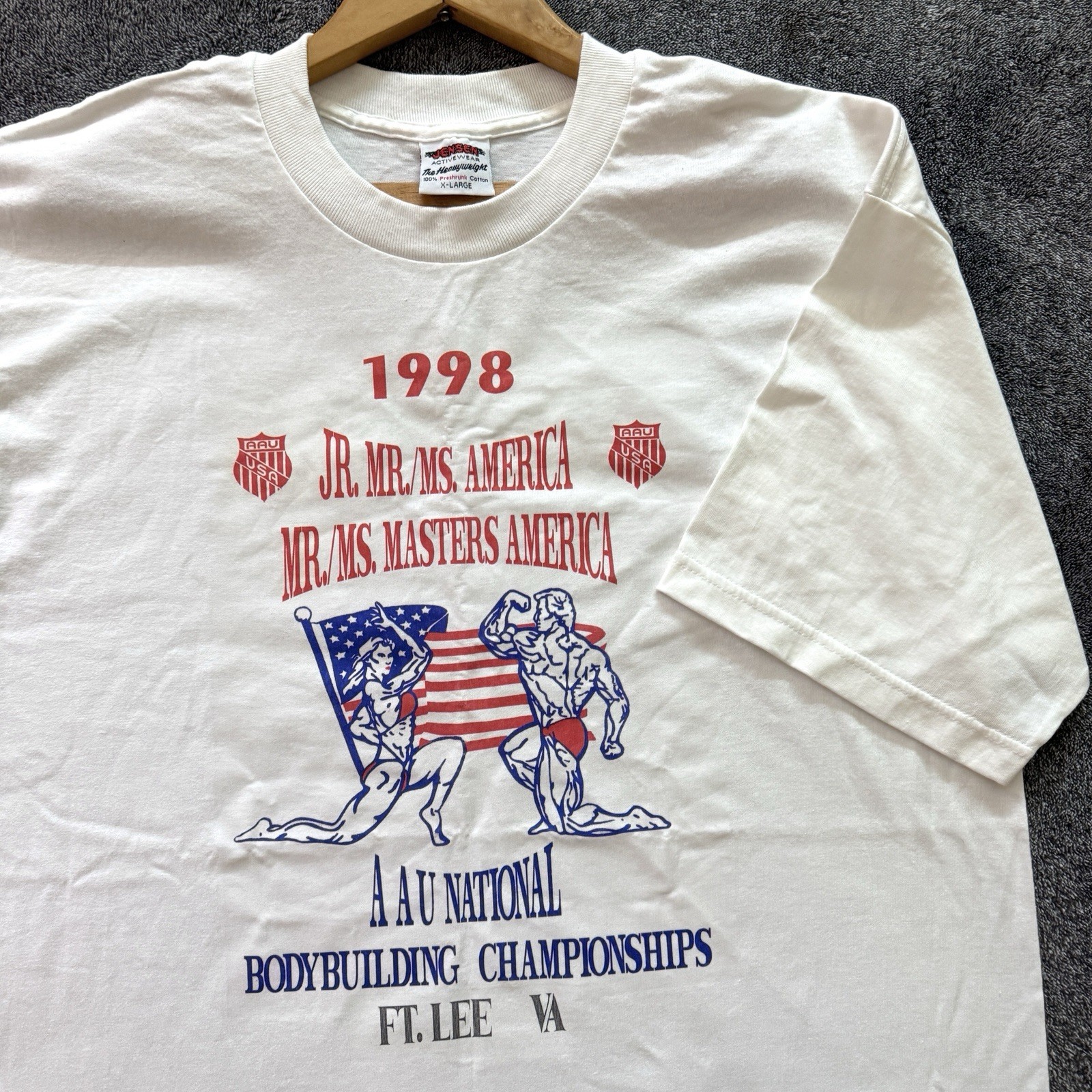 Vintage 90s Mr & Ms America T Shirt Mens XL Bodybuilding USA AAU 1998 Ft Lee VA gallery