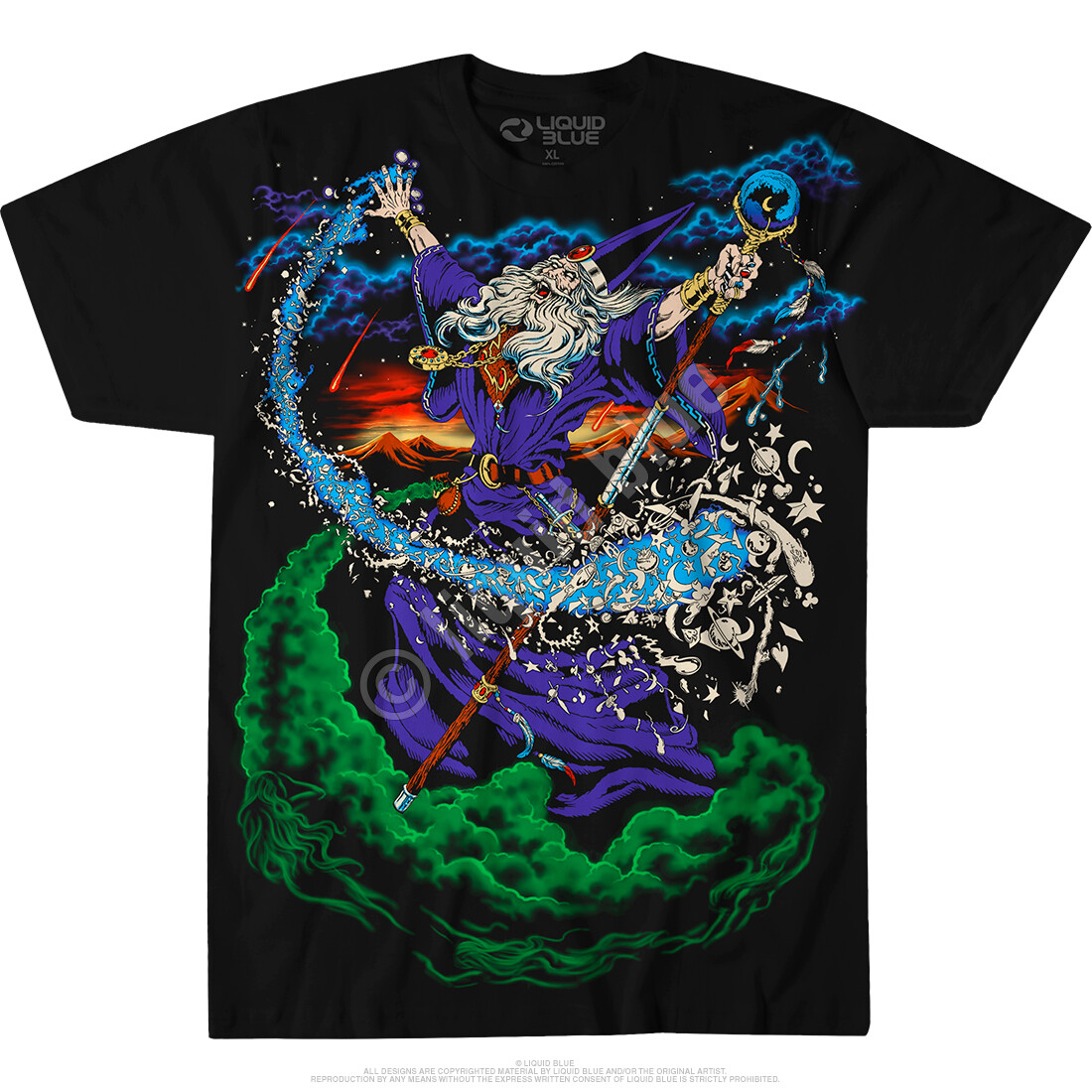 WIZARD-Big Print 2 SD T-SHIRT S,M,L,XL,XXL LIQUID BLUE Merlin,Potter,Necromancer gallery