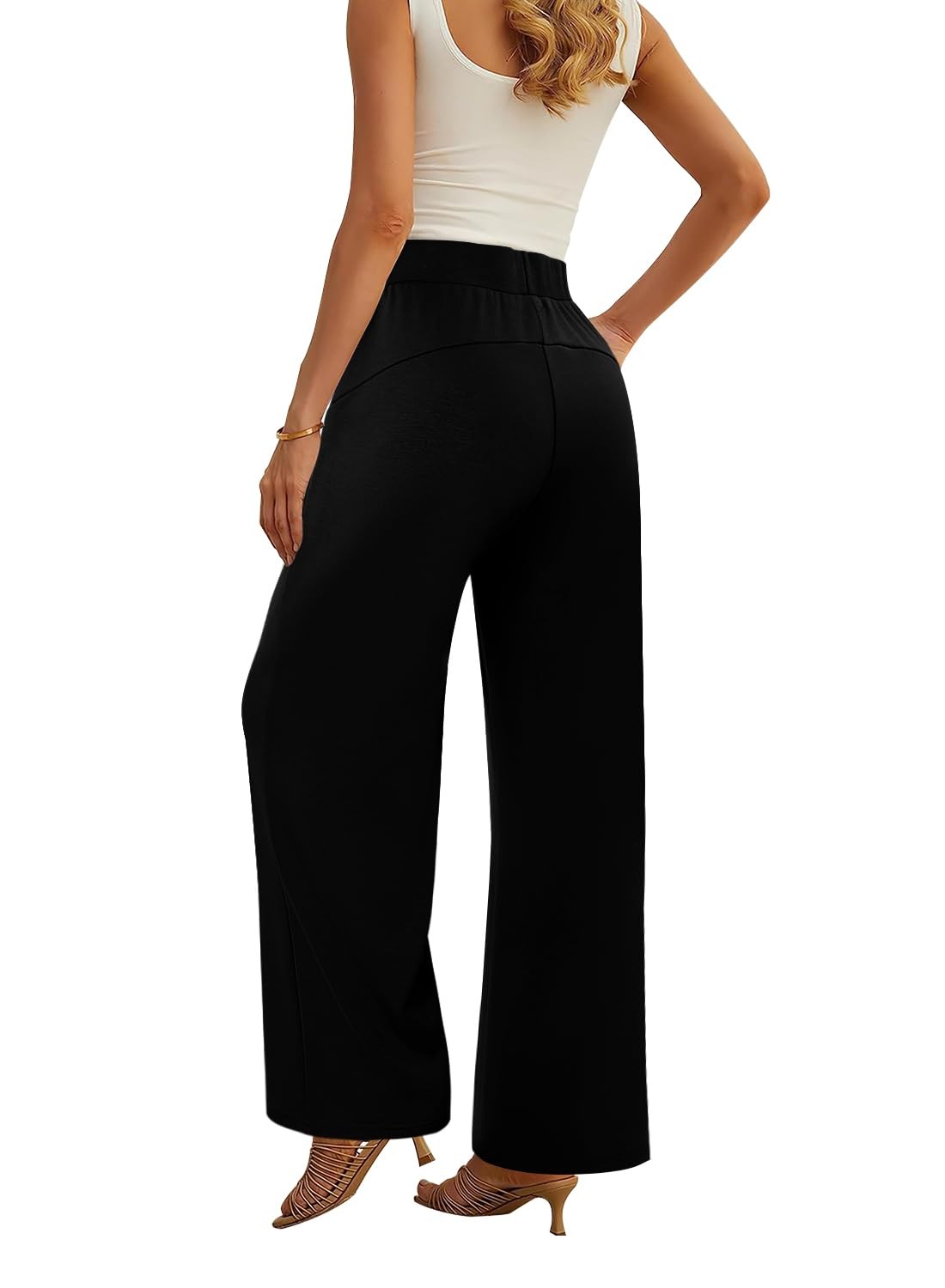 Wide Leg Pants Woman Ladies Casual Loose Cozy Palazzo Pants Comfy High Waiste... gallery