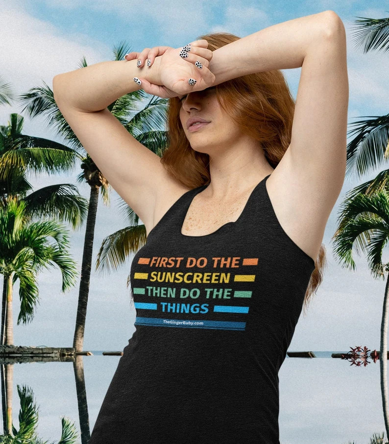 First Do The Sunscreen Funny Mens Summer Beach Tank Top Gift gallery