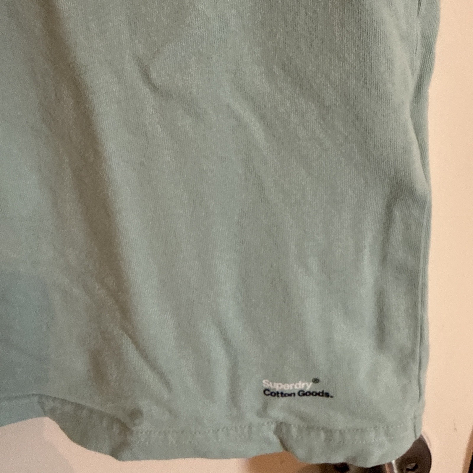 Vintage SUPERDRY Premium Goods Graphic T-Shirt Light Blue Men's Large gallery