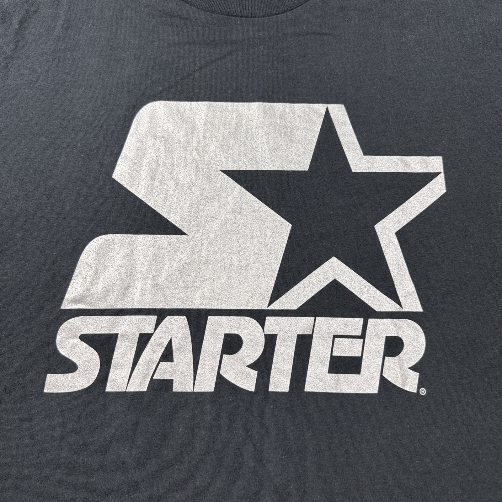 Starter Big Logo Graphic Crew Neck T Shirt Men’s 2XL Black Silver Spellout gallery
