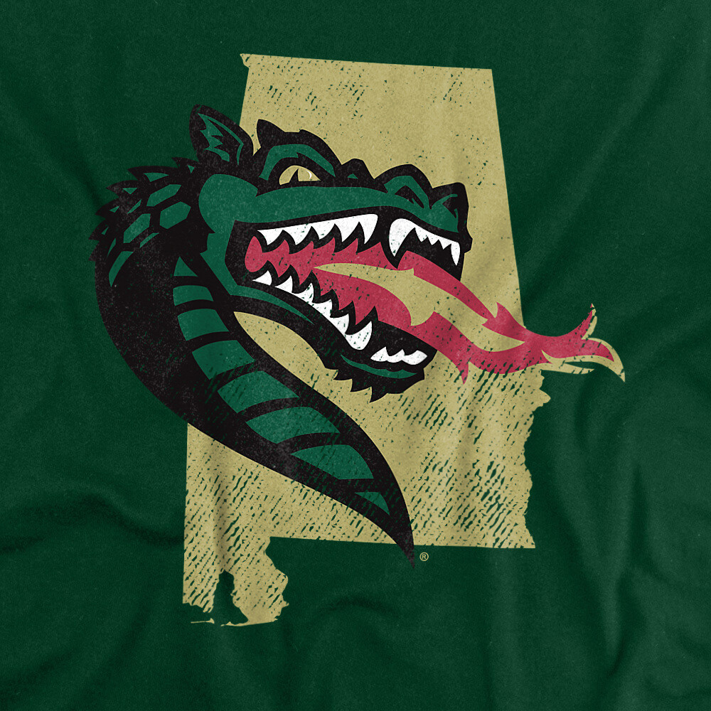 UAB Adult T-Shirt State Shape, Hunter Green, S-3XL gallery