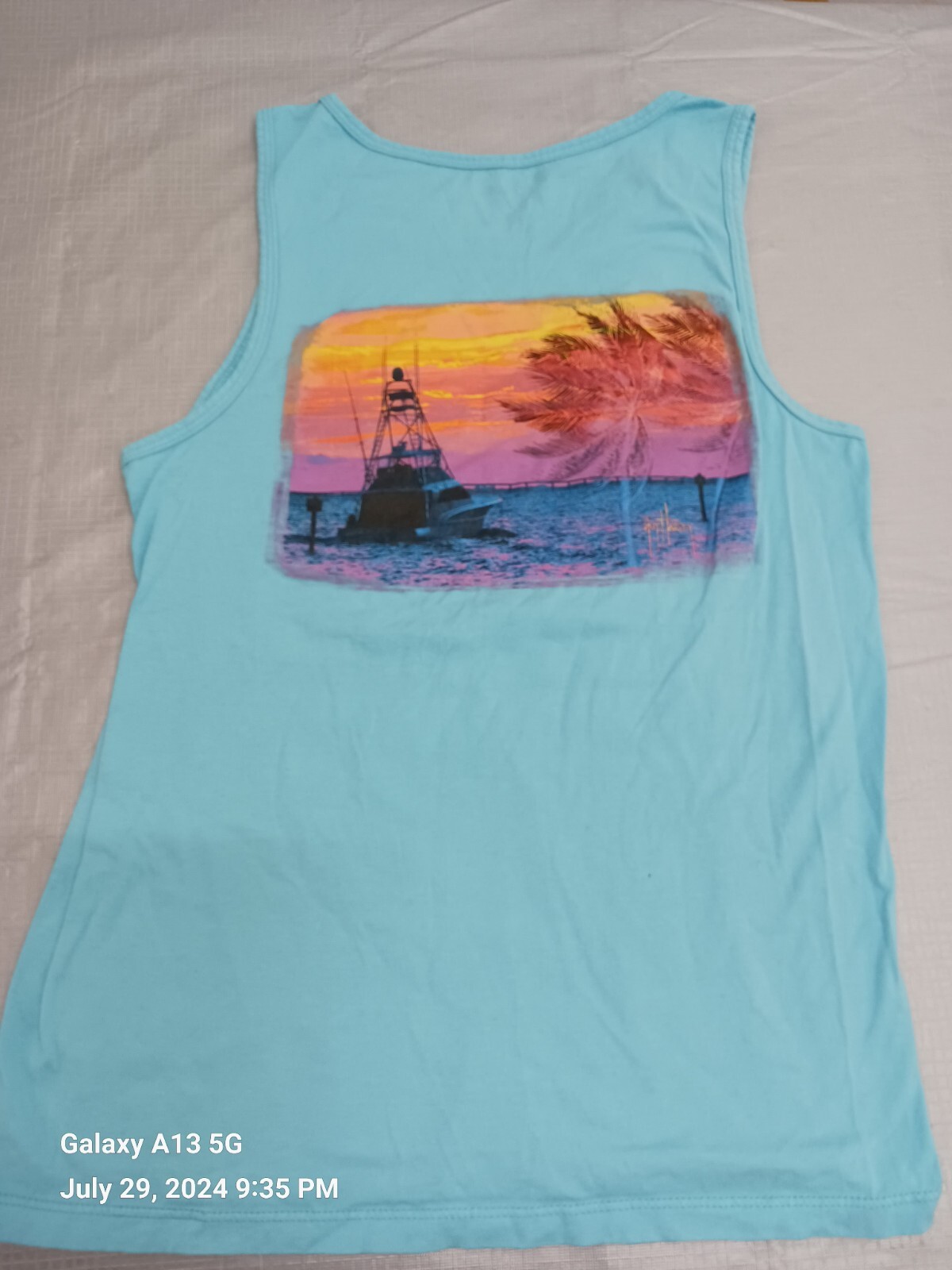 Guy Harvey T-shirt Tank Top Tropical Sunset Print Size S gallery