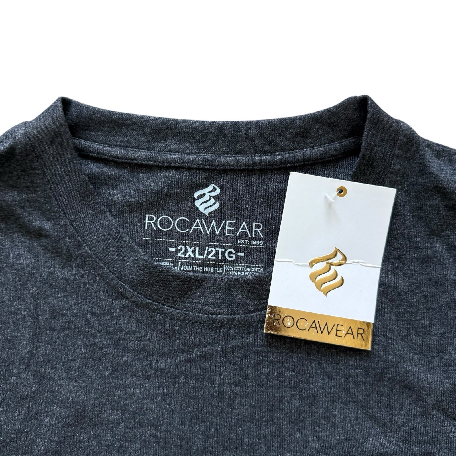 NEW Rocawear Mens 2XL Gray Pocket Tee T Shirt Zip Chest Logo Casual Streetwear gallery