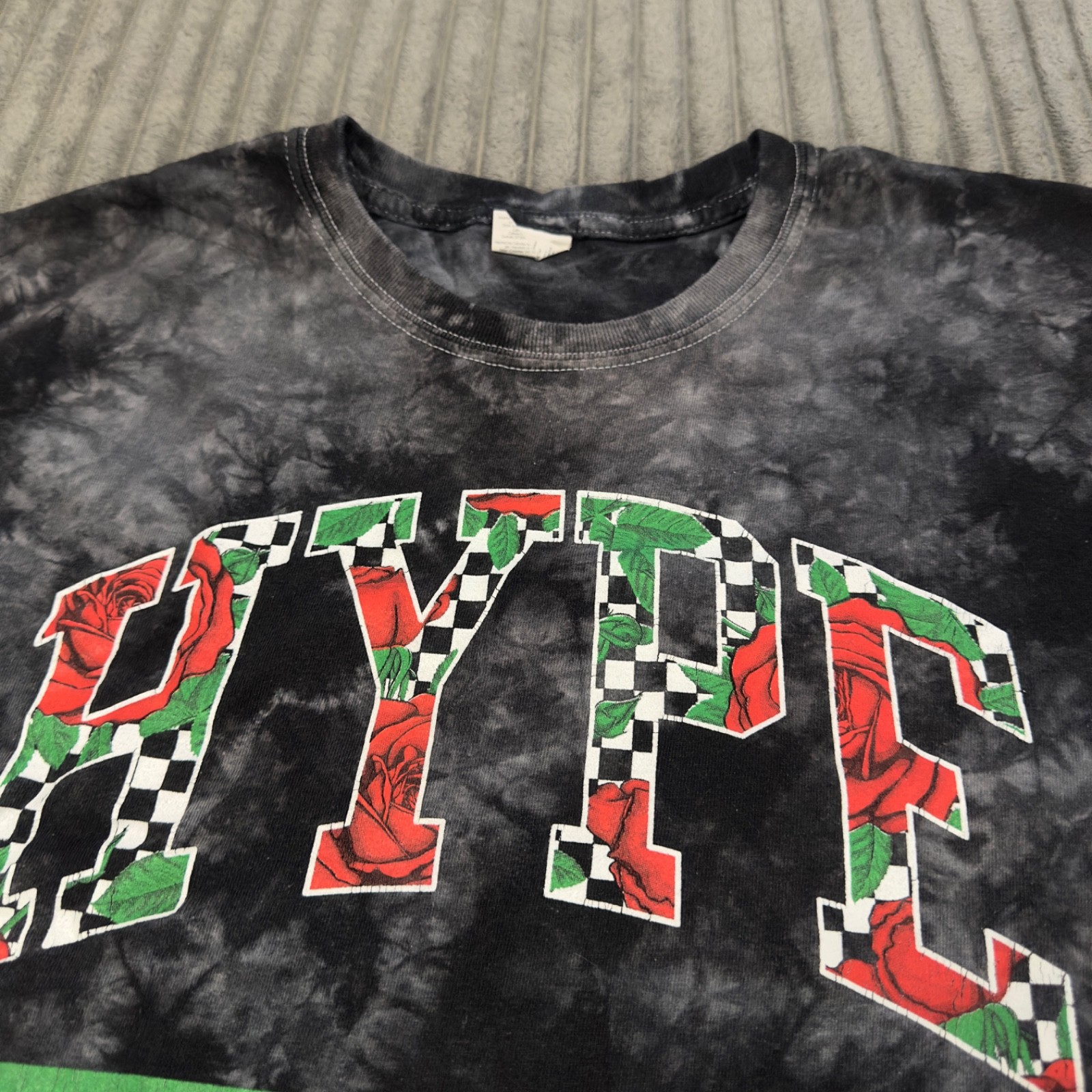 Hype T-Shirt Mens XL Black Tie Dye Graphic Street Wear Short Sleeve Skate Grunge gallery