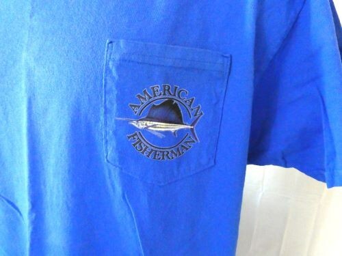 American Fisherman Blue XL Pocket T-Shirt Billfish Grandslam Cotton gallery
