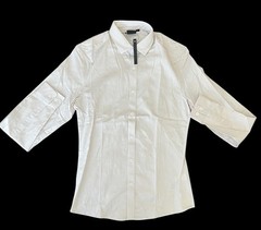 Beige Cotton Button-Up Blouse 2XS