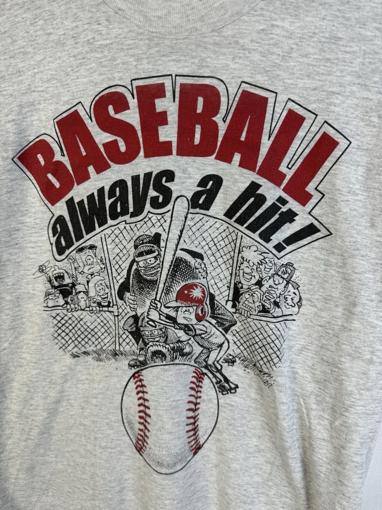 Vintage Baseball T Shirt Single Stitch Promo Cartoon Sports Small USA 80s 90s