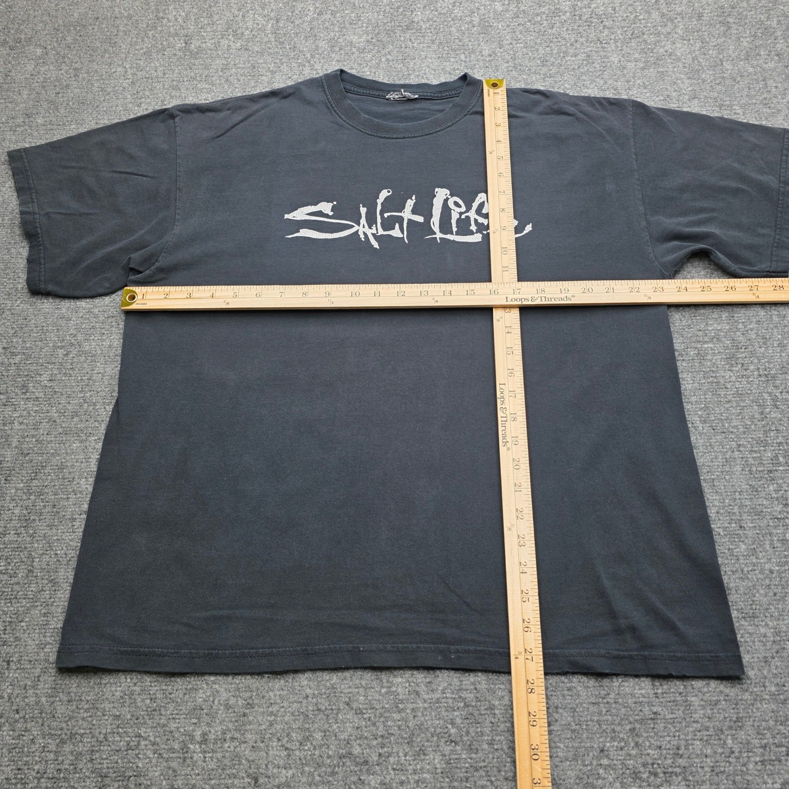 Salt Life Mens T-Shirt 2XL Faded Black Spellout Graphic Surf Fishing Tee gallery