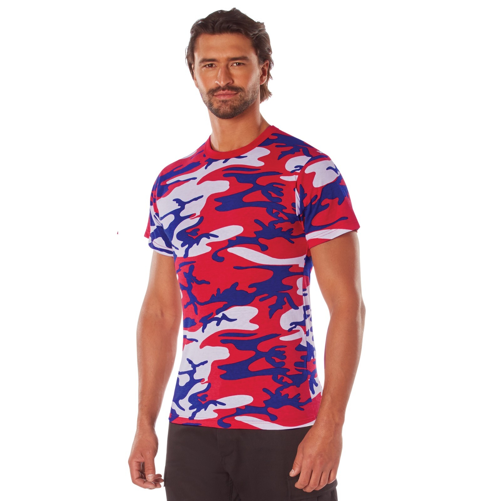 Men's American Camo Short Sleeve T-Shirt - Rothco Red White Blue Color Camo Tee gallery