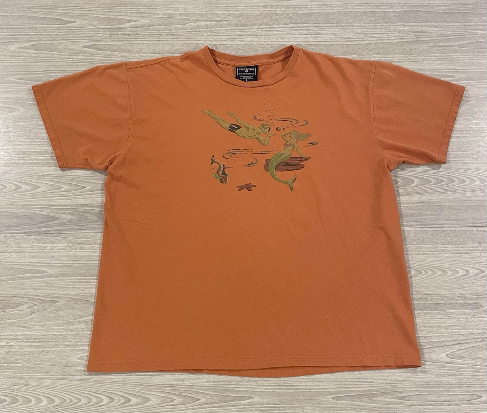Vintage 90s Polo Sport Ralph Lauren Mermaid Diver Aquatic Shirt Mens Size Large gallery