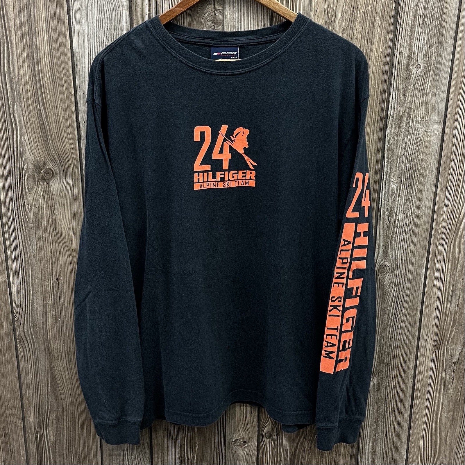 Vintage Tommy Hilfiger Alpine Ski Team Long Sleeve Tee Shirt Black Mens Large gallery