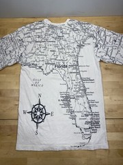 American Crown Florida Map Print T Shirt Mens M White Casual Travel #7321