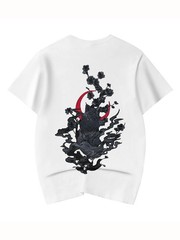 Niepce Dark Kitsune with Cherry Blossoms Embroidery Japanese Streetwear Tee