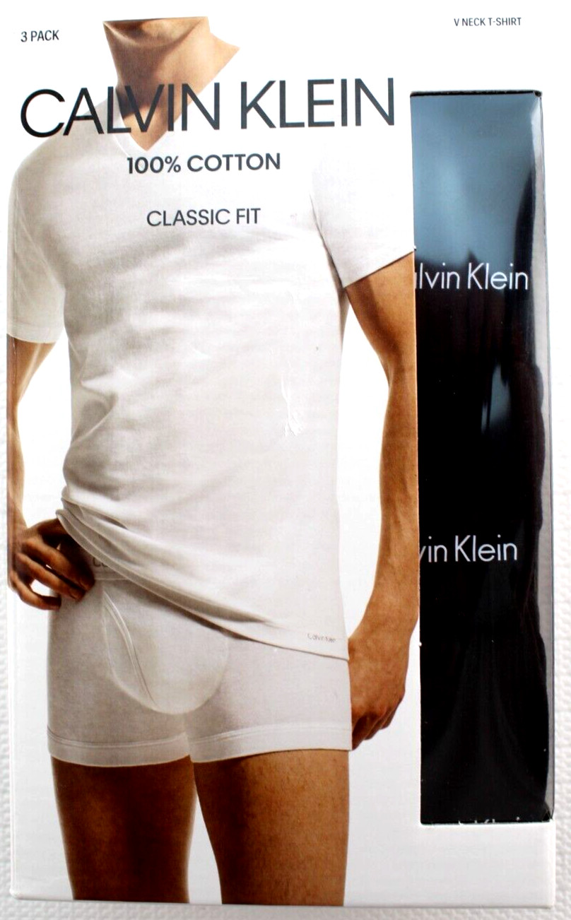 NWB CALVIN KLEIN S 34-36 Black 3-Pack 100% Cotton Stretch Men T-Shirts MSRP $42 gallery