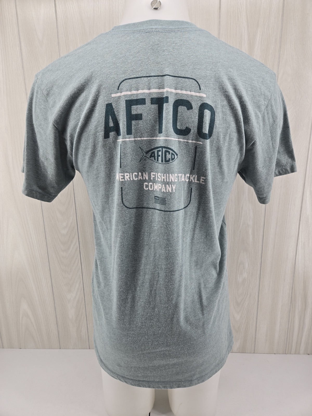 AFTCO Shirt Mens Medium Green Cotton Blend Fishing Logo