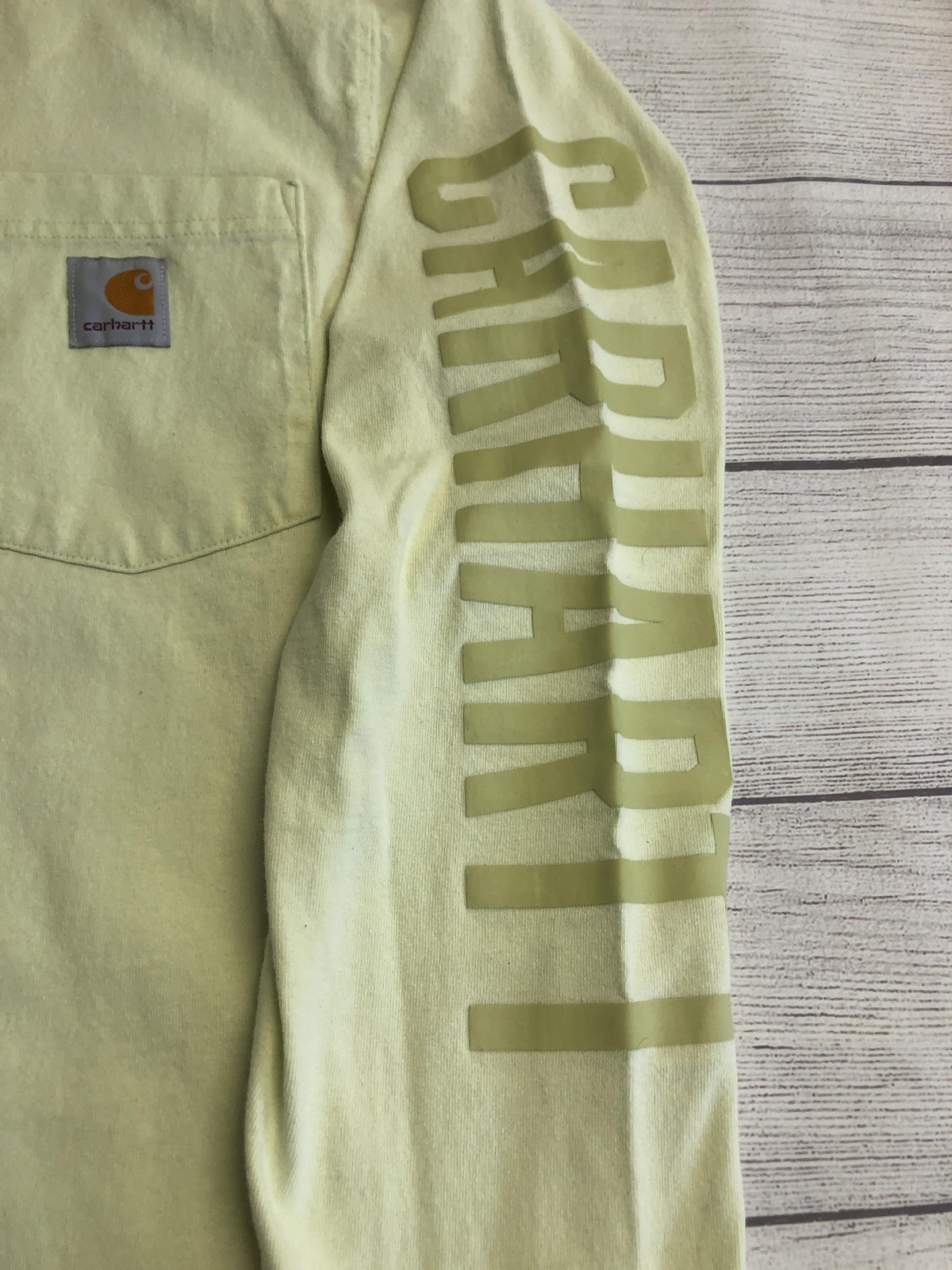 Carhartt Shirt Mens Medium Yellow Long Sleeve Pocket Logo Tagless Relaxed Fit gallery