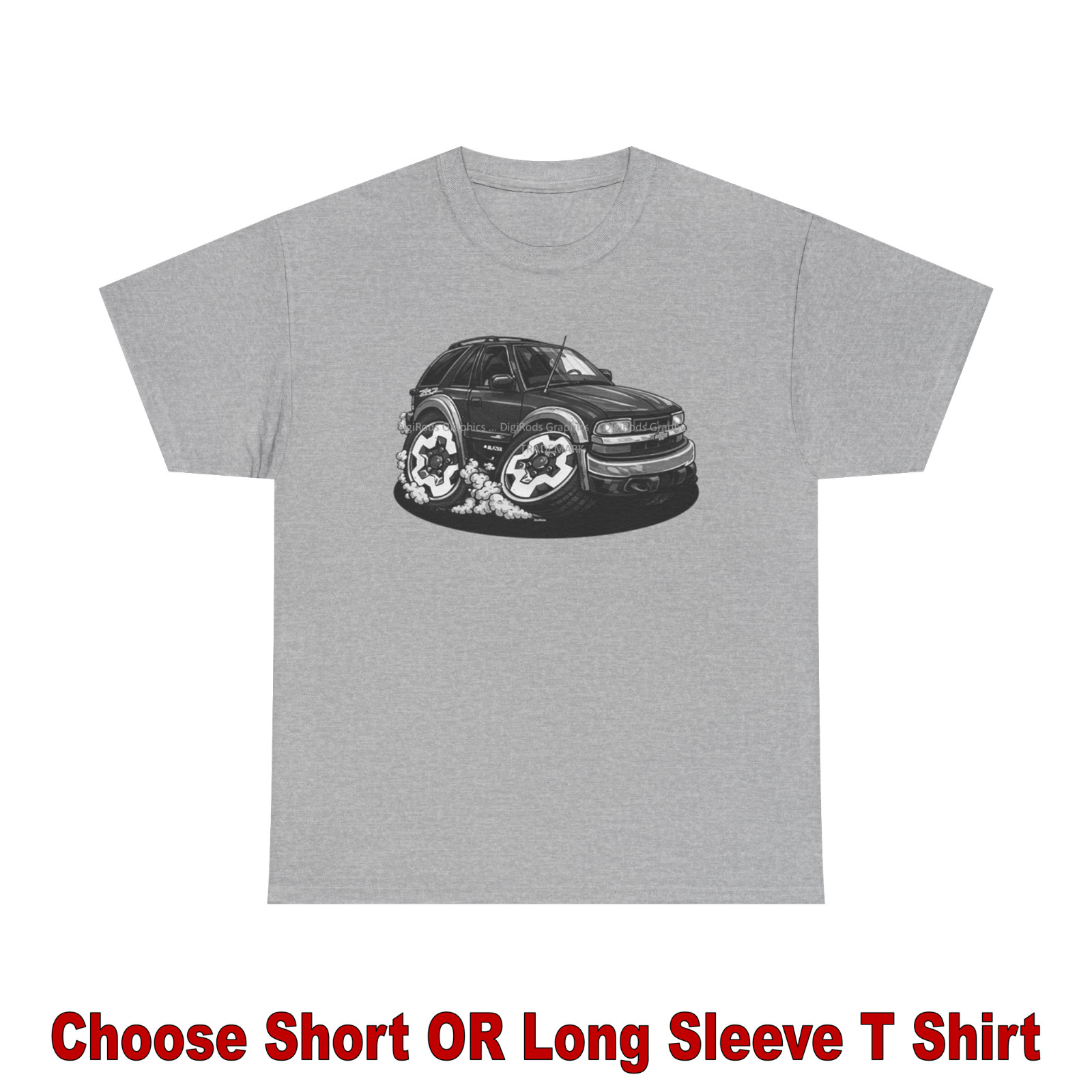 DigiRods Chevy Blazer ZR2 Model Black And White Art Cartoon Car T Shirt gallery