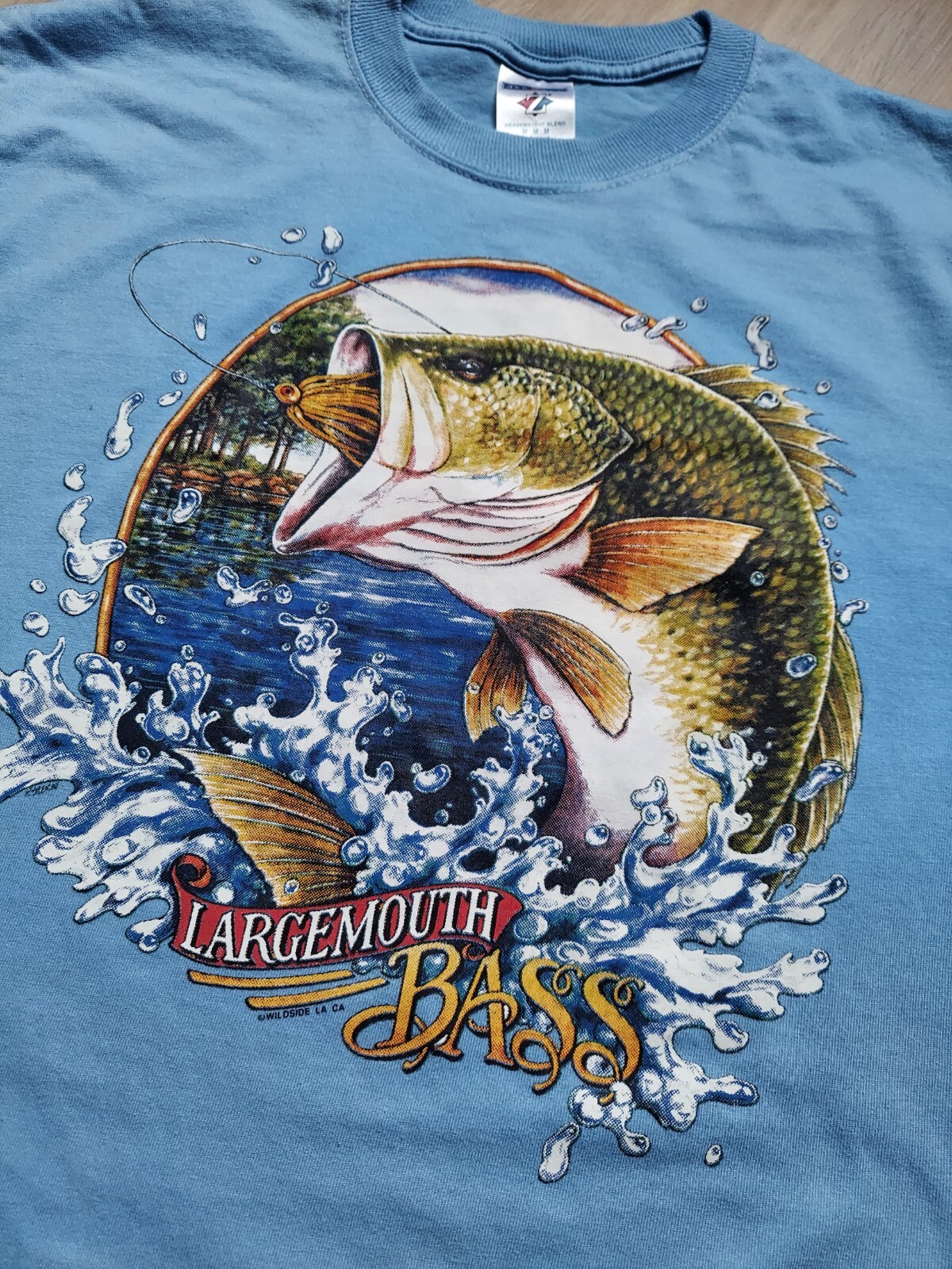 Vintage Y2K Bass Fishing T-Shirt Mens Size M Blue Outdoor Fisherman Graphic gallery