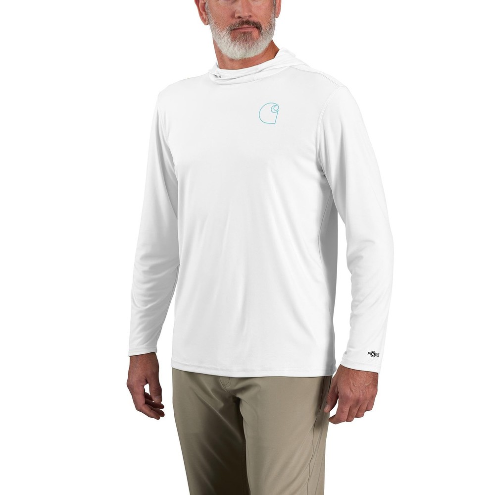 Carhartt Force Sun Defender Long-Sleeve Logo Graphic T-Shirt 106165 White LARGE