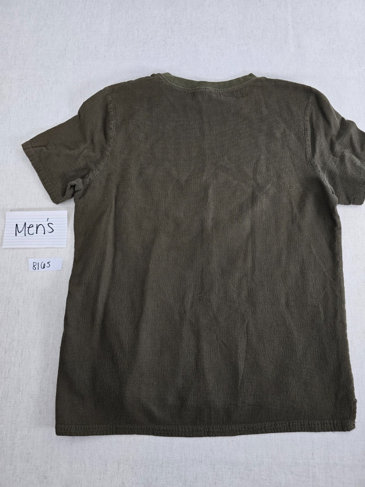 Divided by H&M Shirt Mens L Army Green Textured Crew Neck Short Sleeve Pullover gallery