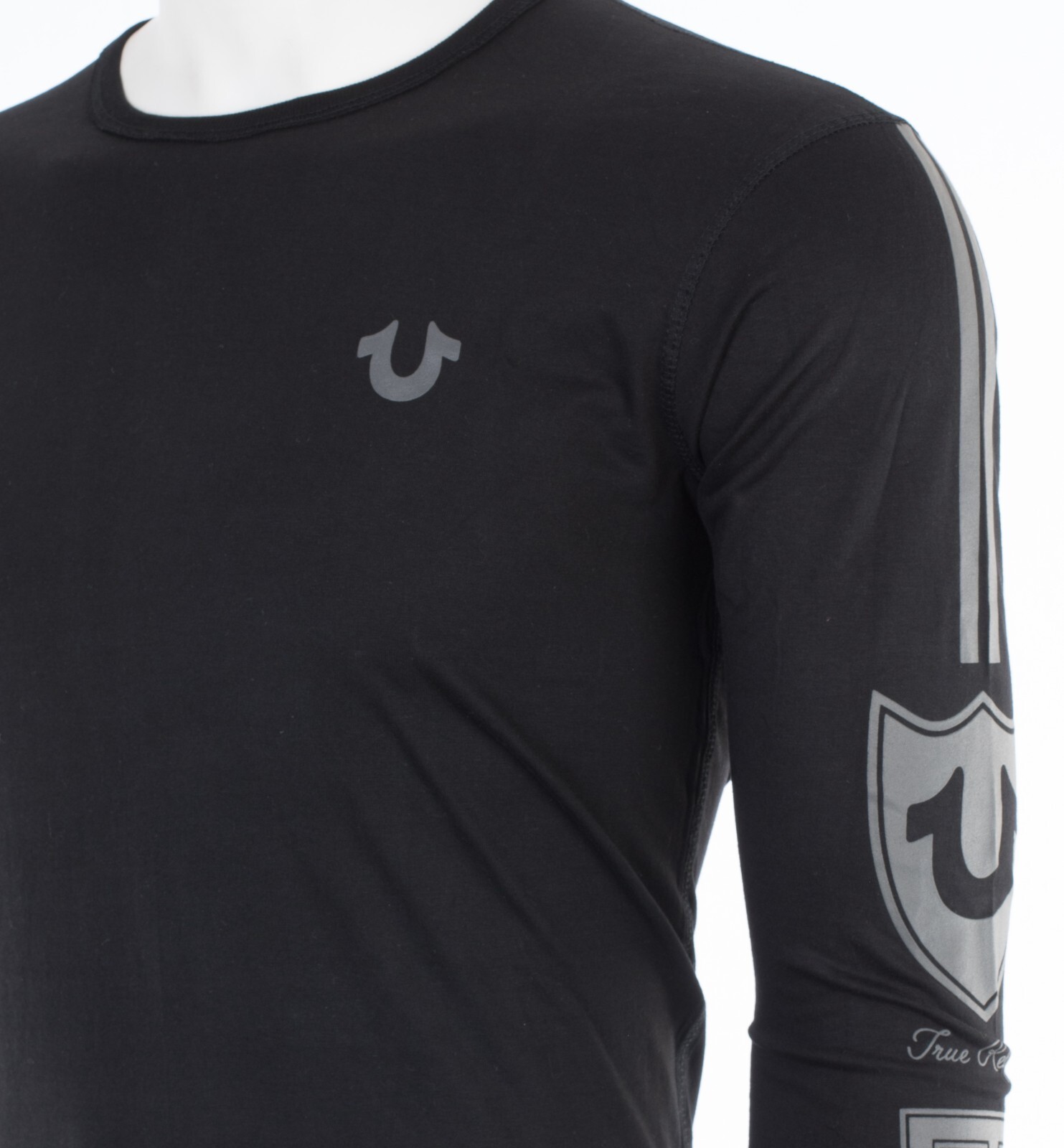 $99 TRUE RELIGION Black MOTO PUFF Horseshoe Long Sleeve Designer Graphic T-shirt gallery