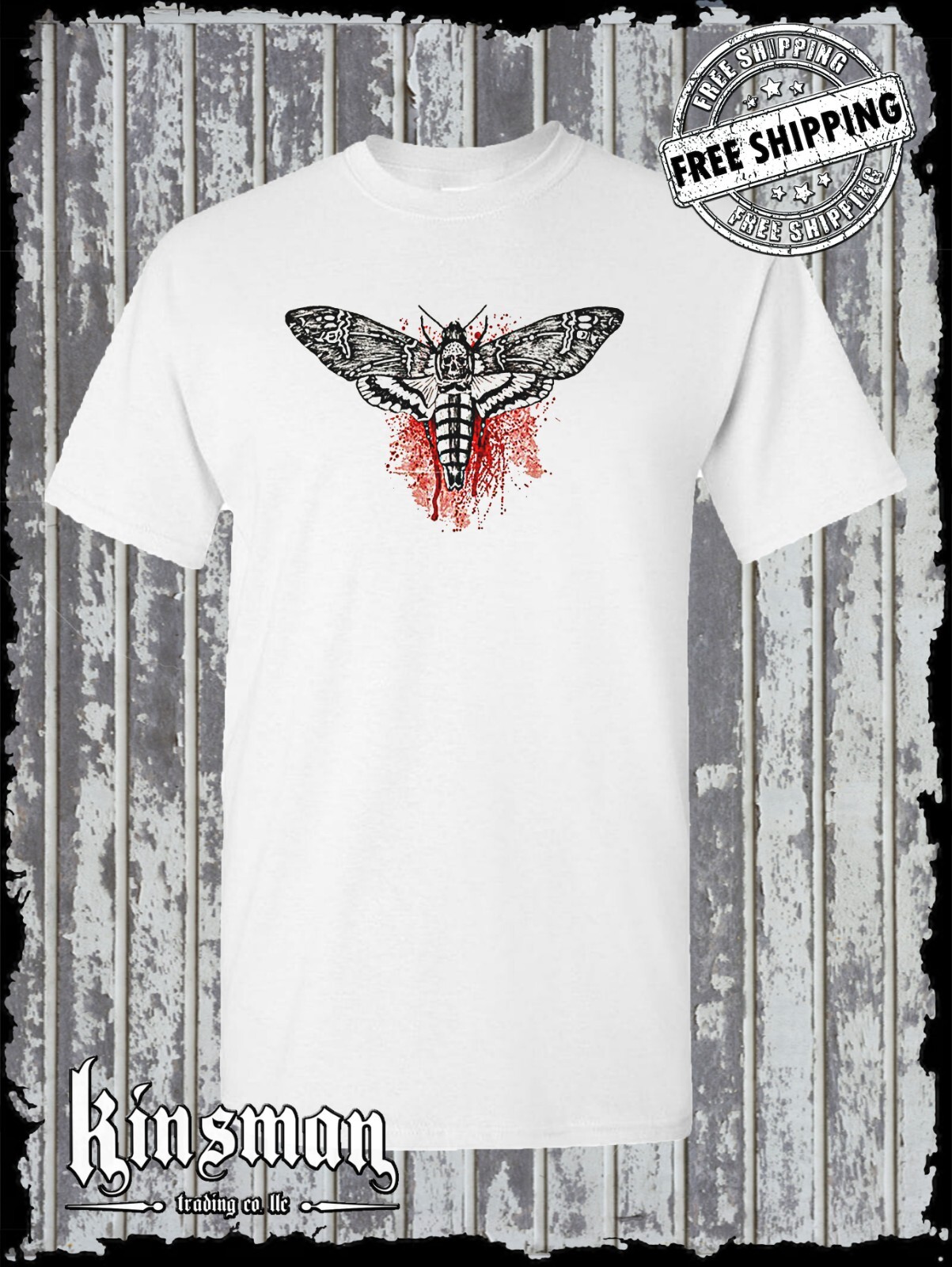 Death’s Head Hawk Moth T-Shirt / Horror Movie Halloween Skull Insect Blood