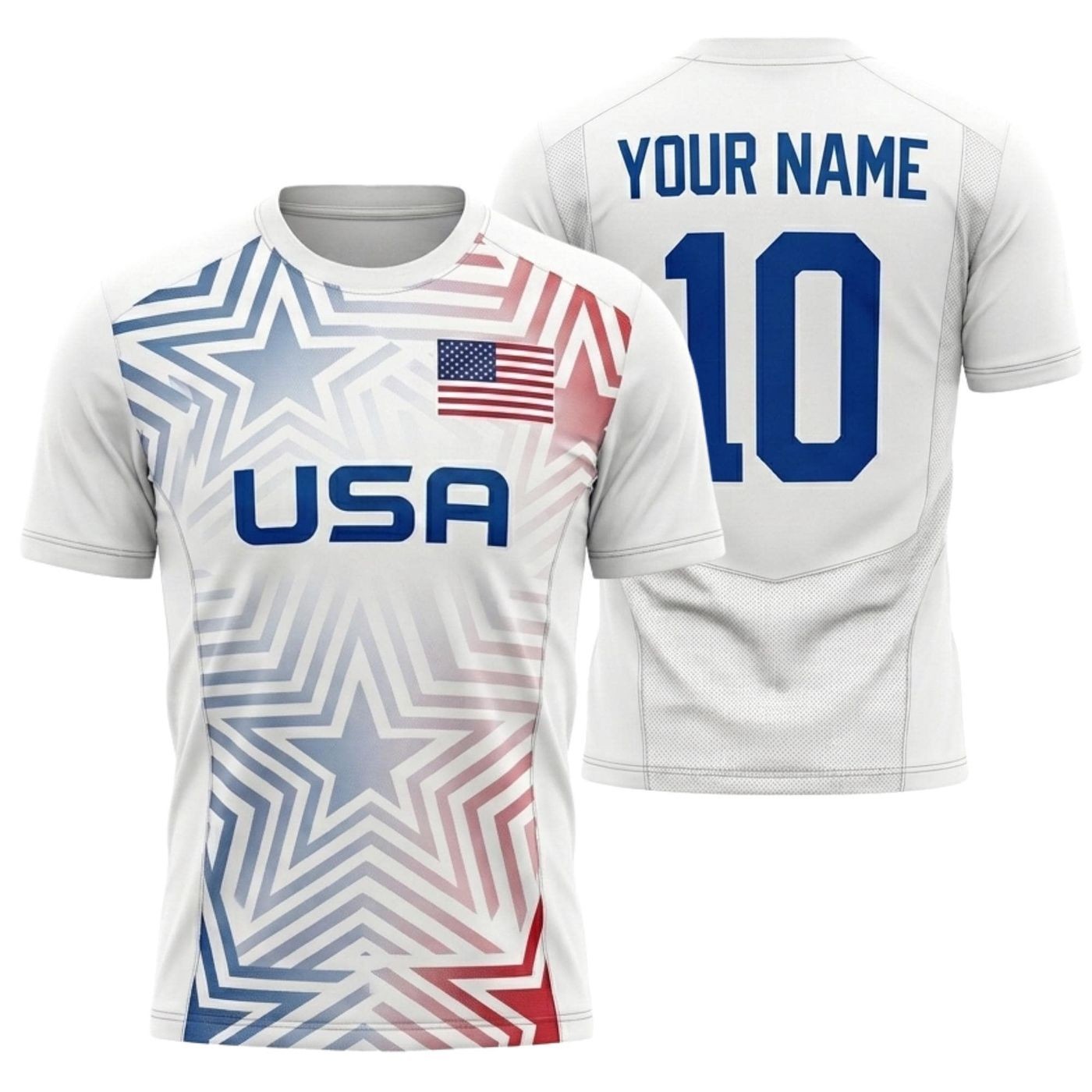 Custom USA Soccer Jersey Personalized Name Number Patriotic Football Fan Shirt