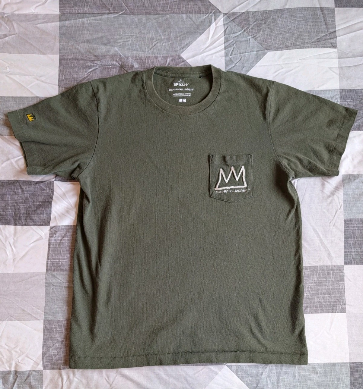 Uniqlo Jean Michel Basquiat T Shirt Adult Large Green SPRZ NY MOMA Distressed L
