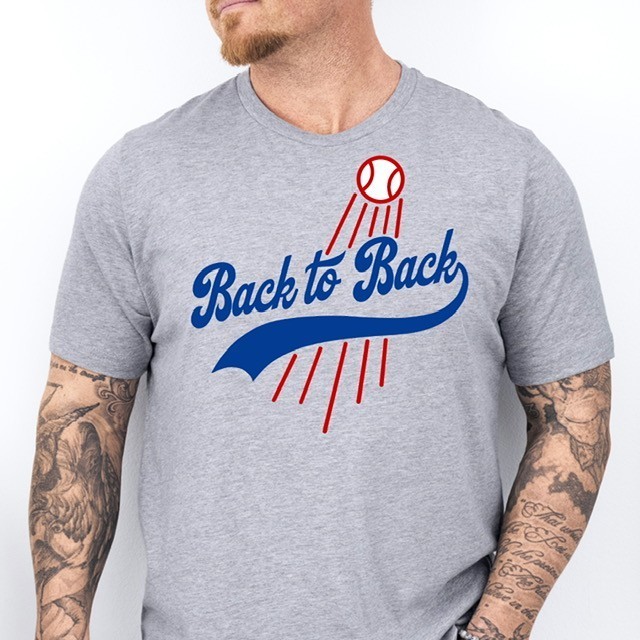 Back to Back CHAMPS | Los Angeles Baseball Ring Spun Pre-Shrunk Cotton T-Shirt gallery